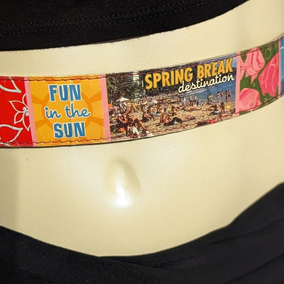 Rare, unique beach surfer Y2K vintage rockability plastic belt graphic art large - Picture 13 of 15